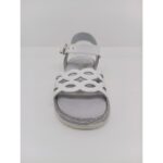 Sandalia Piel Blanca Trenzas Hebilla