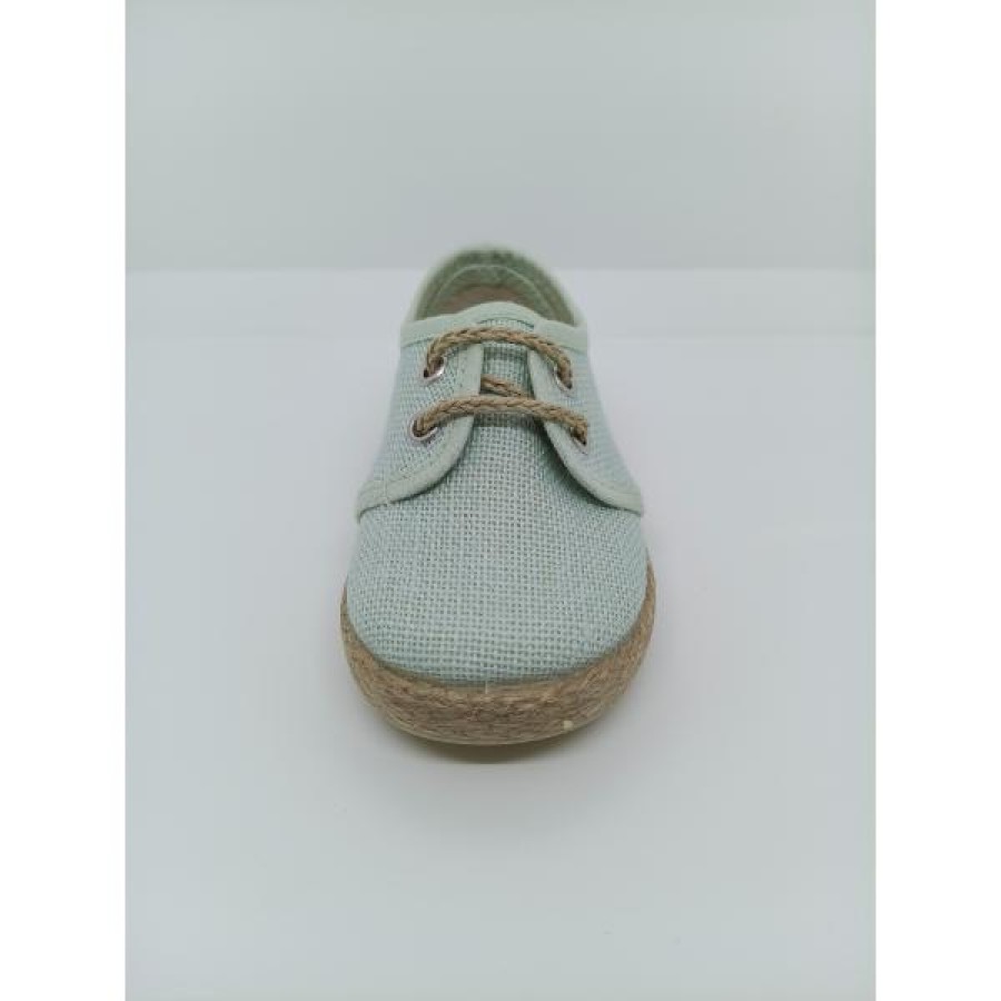Blucher Lona Verde Salvia Cordón Beige