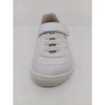 Zapatilla Respetuosa Piel Blanca Velcro Cordón Elástico