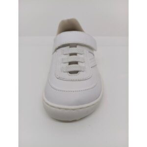 Zapatilla Respetuosa Piel Blanca Velcro Cordón Elástico