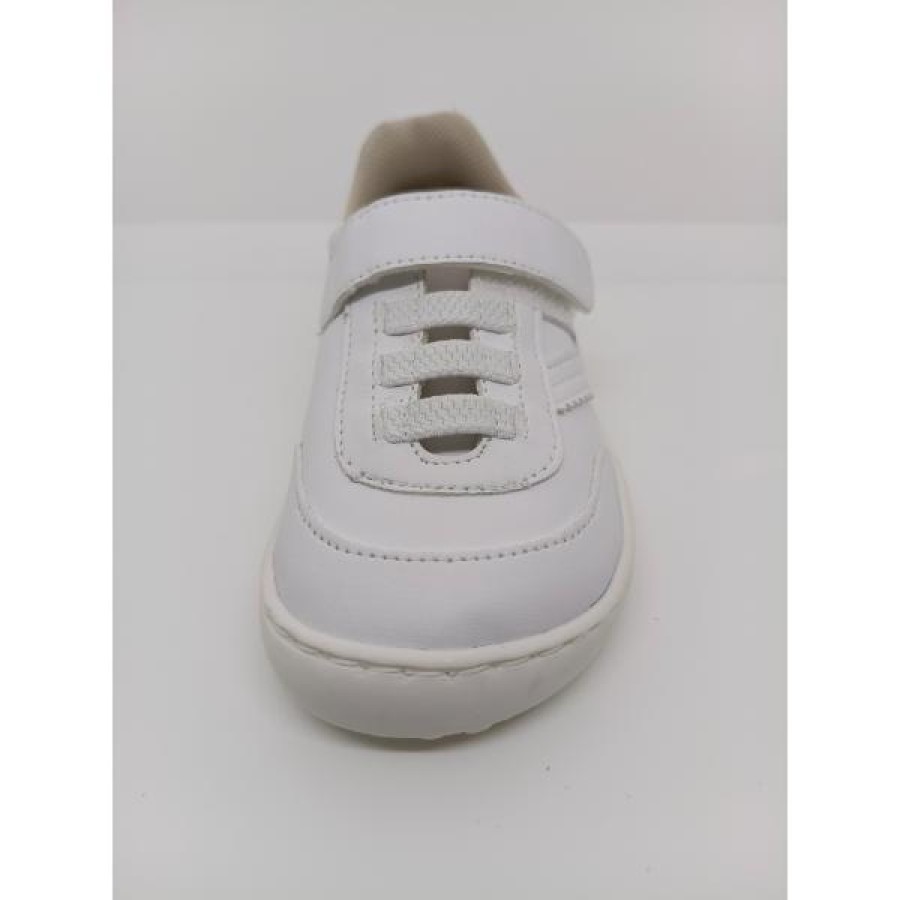 Zapatilla Respetuosa Piel Blanca Velcro Cordón Elástico