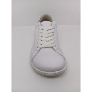 Zapatilla Respetuosa Piel Blanca talón verde Cordón
