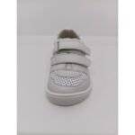 Zapatilla Piel Perforada Blanca Doble Velcro