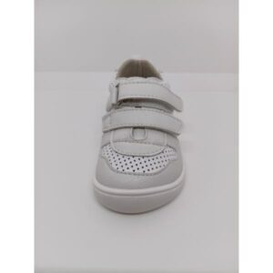 Zapatilla Piel Perforada Blanca Doble Velcro