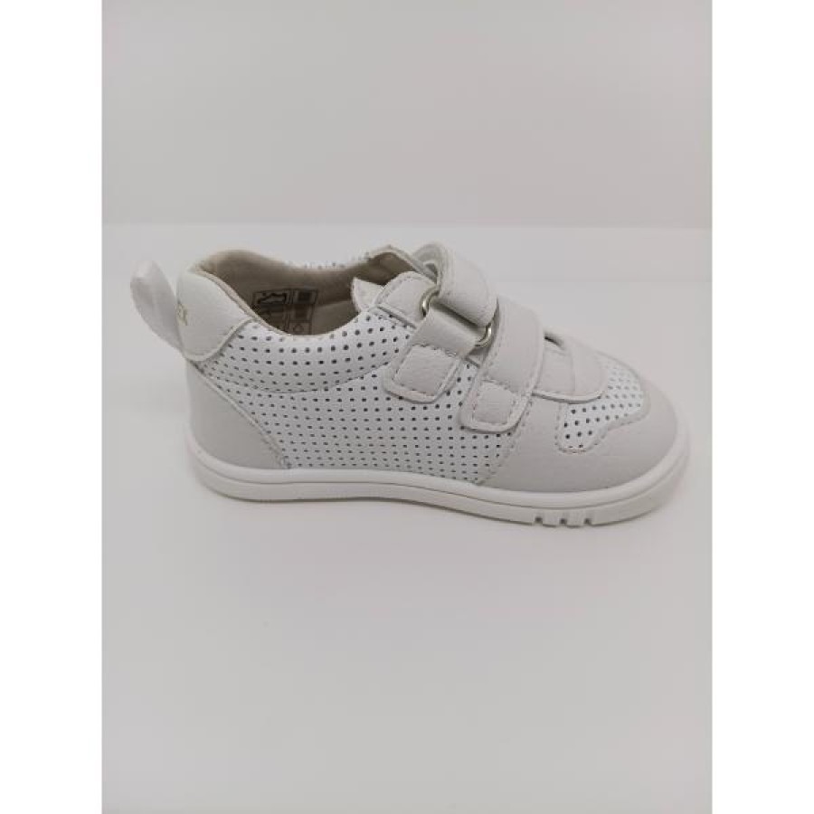Zapatilla Piel Perforada Blanca Doble Velcro - Imagen 4