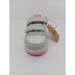 Zapatilla Deportiva Piel Blanca Serraje Gris Doble Velcro Victoria