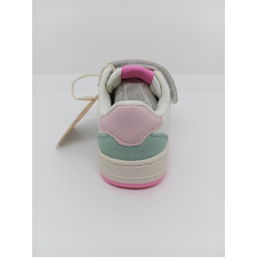Zapatilla Deportiva Piel Blanca Serraje Gris Doble Velcro Victoria - Imagen 3