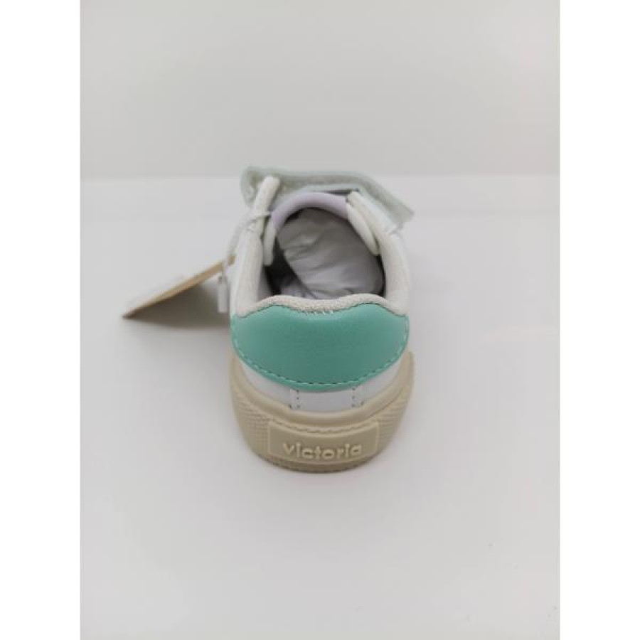 Zapatilla Deportiva Piel Blanca Rosa Doble Velcro Victoria - Imagen 3