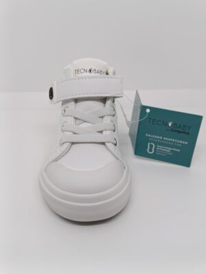 Bota Deportiva Piel Blanca Velcro. Conguitos.