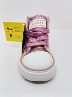 Bota Deportiva Tela Brillantina Rosa Estrellas Cremallera. Ositos.