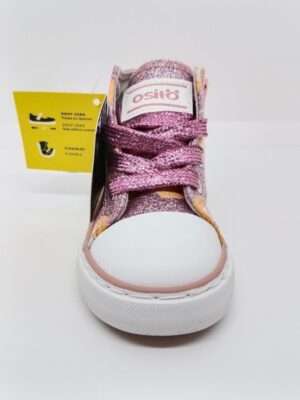 Bota Deportiva Tela Brillantina Rosa Estrellas Cremallera. Ositos.
