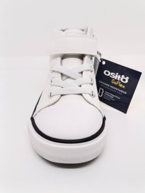 Bota Deportiva Piel Blanca Velcro. Ositos.