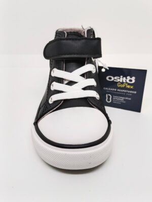 Bota Deportiva Piel Negra Velcro. Ositos.