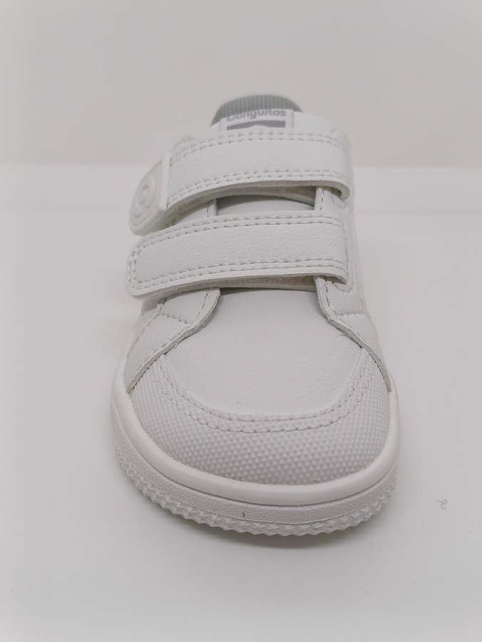 Zapatilla Napa Blanca Puntera reforzada Doble Velcro. Conguitos.