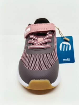 Zapatilla Deportiva tela Rosa Gris Velcro Cordón Elástico. Mustang.