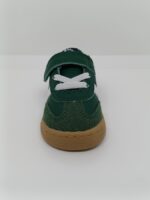 Zapatilla Respetuosa Piel y Serraje Verde-Blanca Velcro-Cordón Mustang.