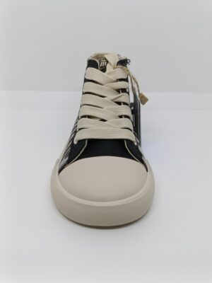 Bota Respetuosa Piel negra y Cebra Cremallera y cordón. Mustang.