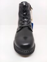 Bota Piel Negra atada Cremallera Lateral. Mustang.