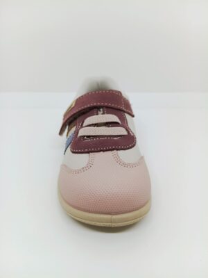 Deportivo Piel Rosa franjas bicolor. Respetuoso Velcro Cordón Elástico. Zapy.