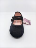 Mercedita Terciopelo Negro Doble Hebilla. Zapy.