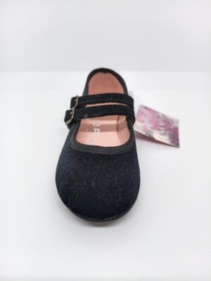 Mercedita Terciopelo Negro Doble Hebilla. Zapy.