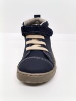 Bota Piel Azul Jeans Velcro Goma. Zapy