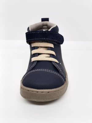 Bota Piel Azul Jeans Velcro Goma. Zapy