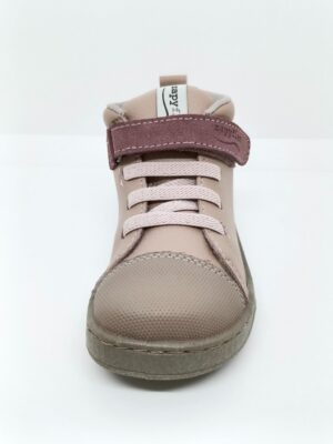 Bota Piel Rosa Nude Velcro Goma. Zapy