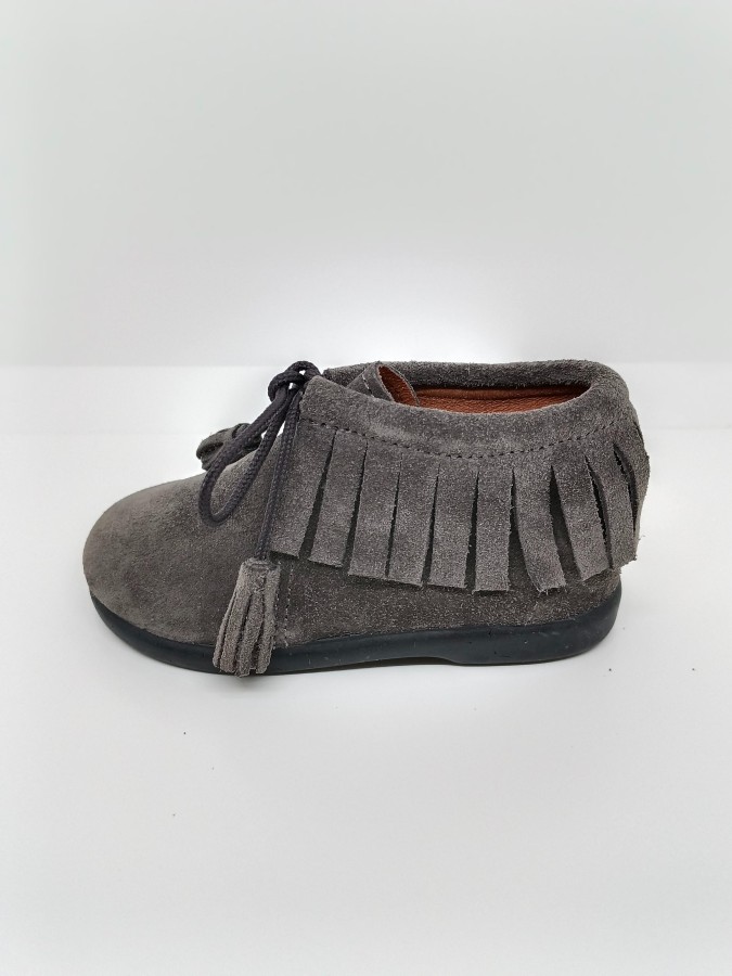 Bota Serraje Gris Flecos Cordón. Chuches. - Imagen 2