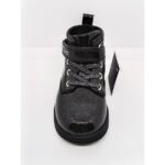 Bota Charol Negra Brillantina Velcro cordón. Ositos.