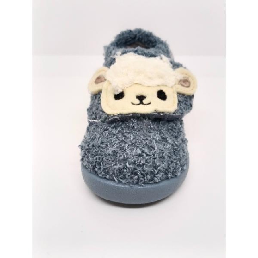 Zapatilla Casa Borreguito Azul Velcro. Igor.