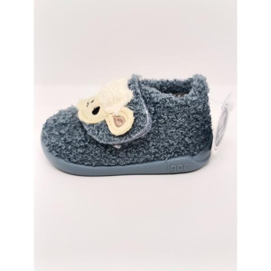 Zapatilla Casa Borreguito Azul Velcro. Igor. - Imagen 2
