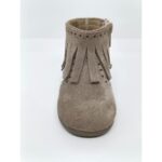 Bota Serraje Piedra Flecos Cremallera. Tokolate.