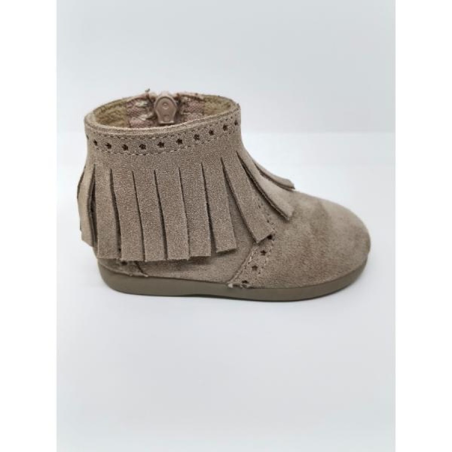 Bota Serraje Piedra Flecos Cremallera. Tokolate. - Imagen 2