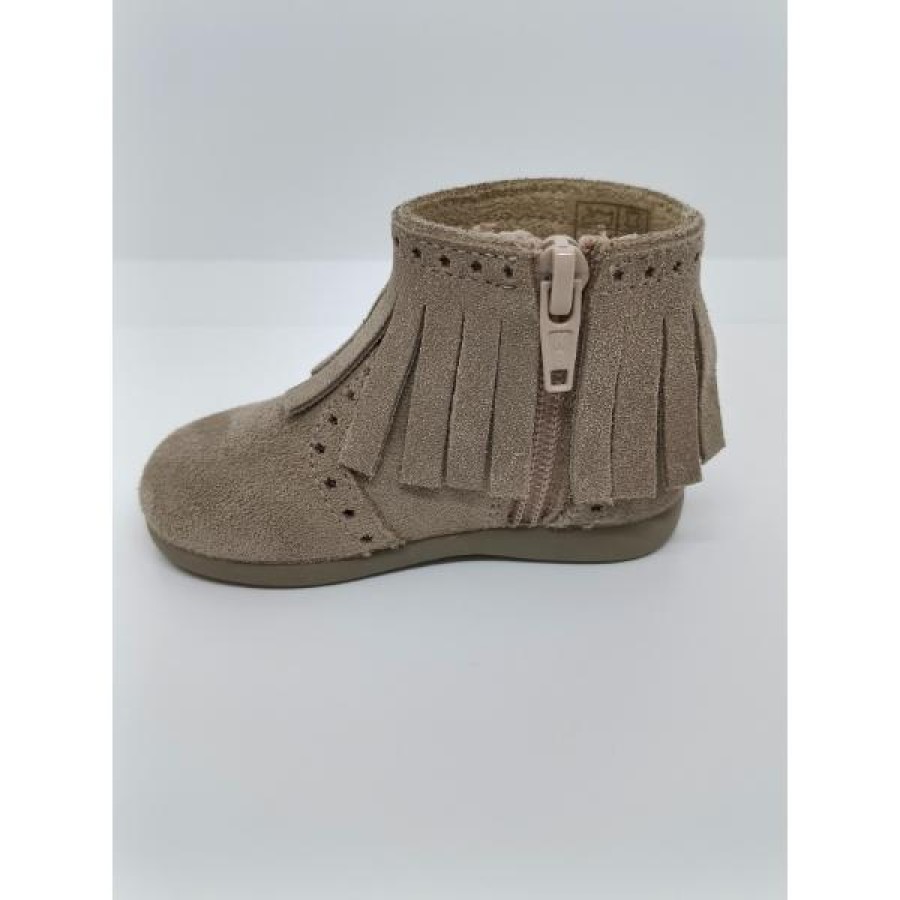 Bota Serraje Piedra Flecos Cremallera. Tokolate. - Imagen 4