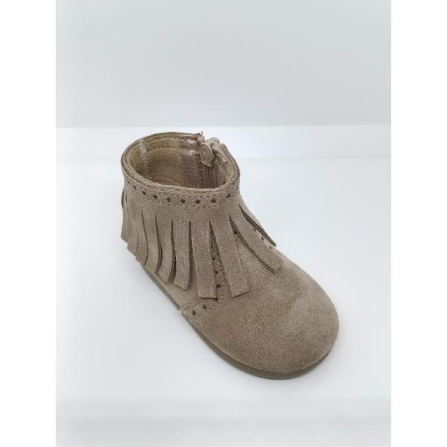 Bota Serraje Piedra Flecos Cremallera. Tokolate. - Imagen 6
