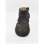 Bota Serraje Gris Flecos Cremallera. Tokolate.