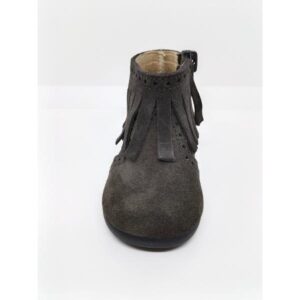 Bota Serraje Gris Flecos Cremallera. Tokolate.